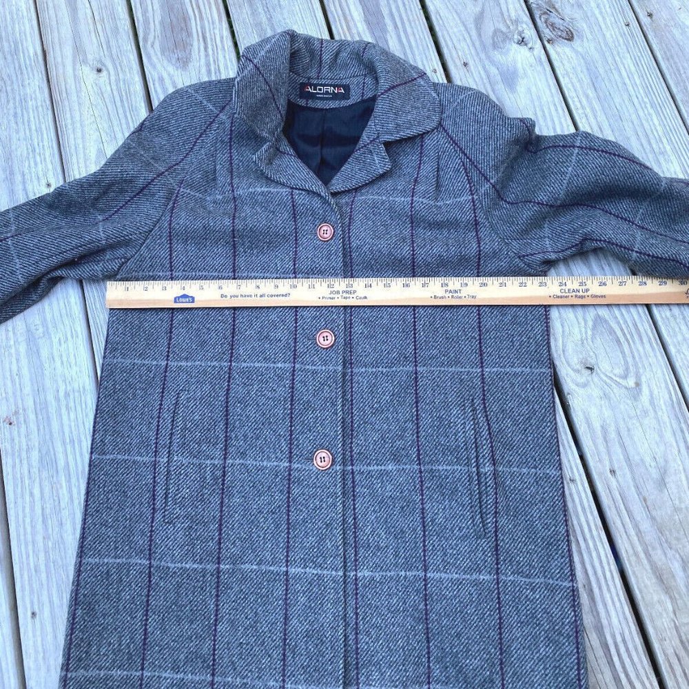 ALORNA Vintage Women's Gray Plaid Wool/ Nylon Coat Jacket Made In The USA - Picture 7 of 12
